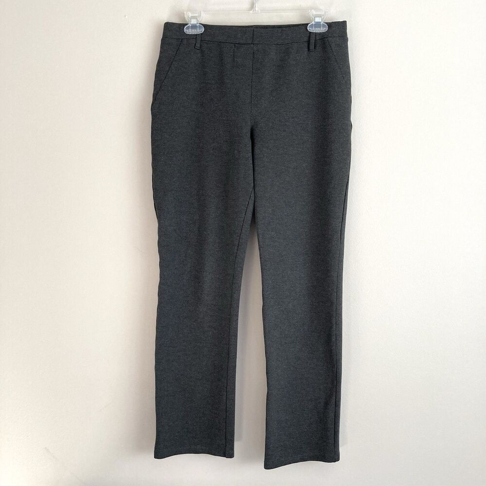 Quince Womens Size M Pants Ultra Stretch Ponte Knit Straight Leg Charcoal Gray